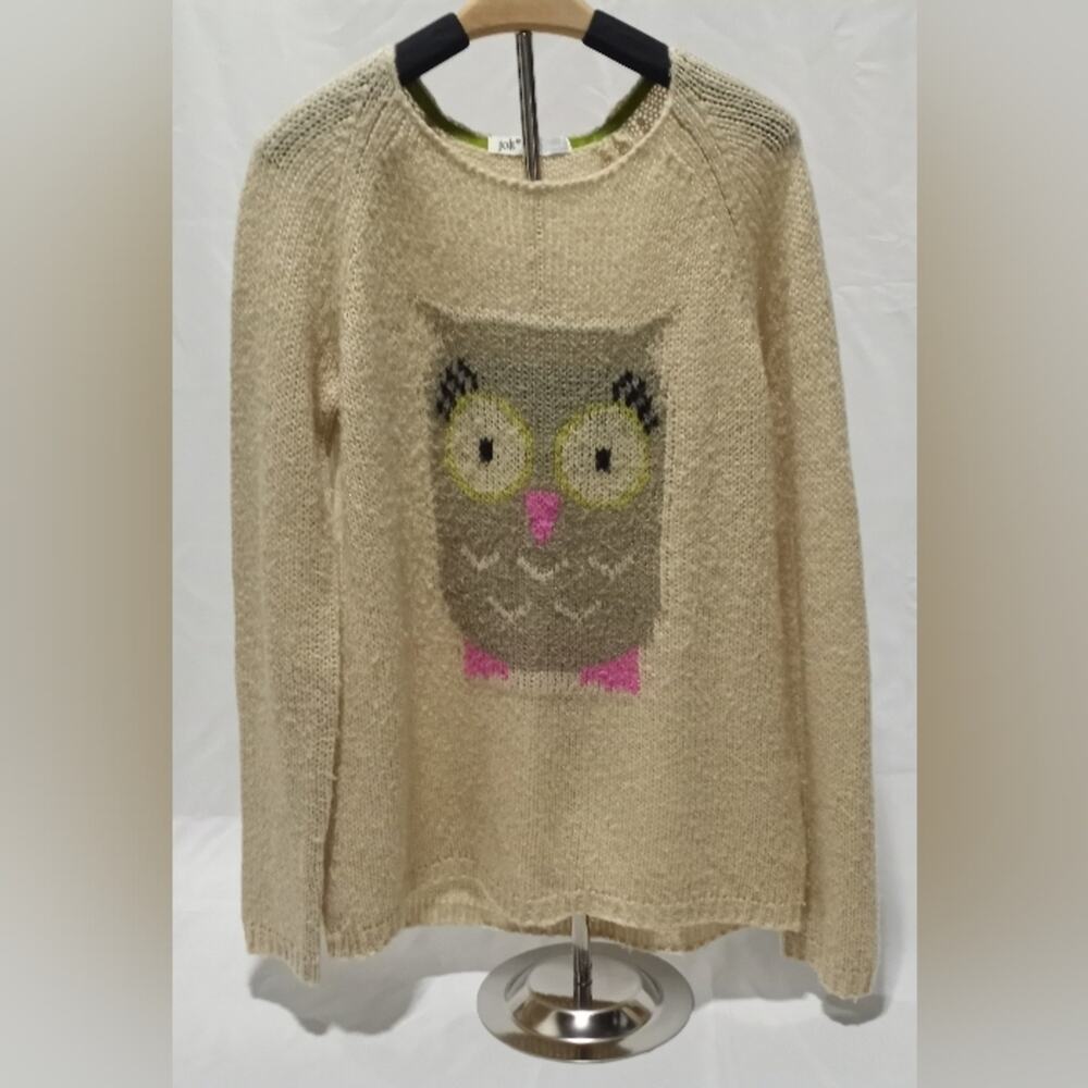 Jolt Knit Owl Sweater Size Small Khaki and Gray